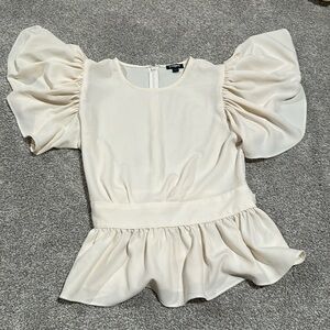 Express cream flutter sleeve‎ peplum blouse size small